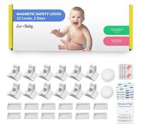 Eco-Baby Cupboard Locks for Children- Pack of 12 Magnetic, Child Safety Lock Latches with 2 Keys for Kitchen Cupboards and Drawers - Baby Safety Products - White