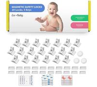 Eco-Baby Cupboard Locks for Children- Pack of 20 Magnetic, Child Safety Lock Latches with 3 Keys for Kitchen Cupboards and Drawers - Baby Safety Products - White