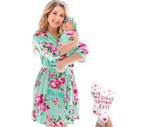 ECO BABY Mommy and Me Robe and Swaddle Set | Maternity Robe and Matching Baby Set for Girl, Boy | Hospital Labor and Delivery, Abigail, Medium