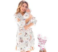 ECO BABY Mommy and Me Robe and Swaddle Set | Maternity Robe and Matching Baby Set for Girl, Boy | Hospital Labor and Delivery, Mila, Medium