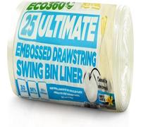 Eco Bag Ecobag 25 Pack Vanilla Scented Kitchen Drawstring Pedal Bin Liners 510 X 600mm 30L 15 Microns, White