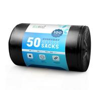 Eco Bag Ecobag Black Heavy Duty Refuse Sacks 736 X 990 mm 100L, 30 Microns Recyclable, Leak Resistant, Eco-Friendly, 50 Pack