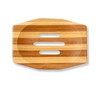 Eco Bath London Bamboo Stripes Rectangle Soap Dish - Natural Wooden Soap Dish Holder for Bathroom, Eco-Friendly Bar Soap Holder