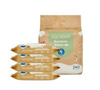 ECO BOOM Bamboo Viscose Wipes | Non-Toxic & Biodegradable Baby Wipes | Unscented, Hypoallergenic, Vegan for Sensitive Skin, 240 Count