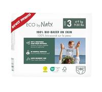 Eco by Naty Baby Nappies - 100% Plant-Based Materials on Skin, Soft, for Sensitive Skin & Super Absorbent (Size 3, 180 Count)