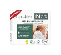 Eco by Naty Baby Nappies Newborn - 100% Plant-Based Materials on Skin, Soft, for Sensitive Skin & Super Absorbent (Size N, 100 Count)