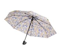 ECO CHIC Automatic Umbrella Windproof Strong Compact Folding Travel Umbrella (Flowers Grey)