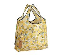 ECO CHIC Foldable Reusable Large Recycled Grocery Bags Lightweight Shopping Tote Bags with Storage Pouch (Lemon)
