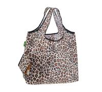 ECO CHIC Foldable Reusable Large Recycled Grocery Bags Lightweight Shopping Tote Bags with Storage Pouch (Leopard)
