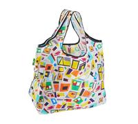 ECO CHIC Foldable Reusable Large Recycled Grocery Bags Lightweight Shopping Tote Bags with Storage Pouch (Cut Out)