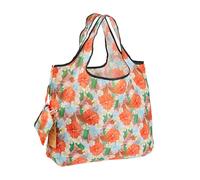 ECO CHIC Foldable Reusable Large Recycled Grocery Bags Lightweight Shopping Tote Bags with Storage Pouch (Hibiscus)