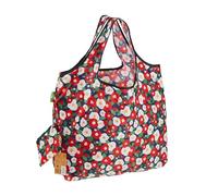 ECO CHIC Foldable Reusable Large Recycled Grocery Bags Lightweight Shopping Tote Bags with Storage Pouch (Abstract Poppy)