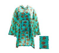 Eco Chic Foldable Waterproof Lightweight Adult Poncho Green Highland Cow