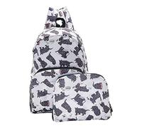 ECO CHIC Lightweight Foldable Backpack | Durable Water Resistant Rucksack | Daypack for Walking Hiking Camping Travelling | Made from Recycled Plastic Bottles (Scatty Scotty White)