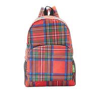 ECO CHIC Lightweight Foldable Water Resistant Backpack Rucksack Folds into Pouch for Storage (Tartan Red)