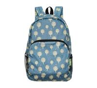 ECO CHIC Lightweight Foldable Backpack | Durable Water Resistant Rucksack | Daypack for Walking Hiking Camping Travelling | Made from Recycled Plastic Bottles (Tree of Life Blue)