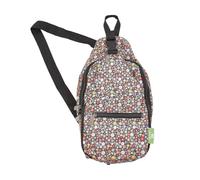 ECO CHIC Lightweight Foldable Crossbody Bag Recycled Plastic Shoulder Backpack Folds Into Pouch for Storage (Ditsy Black)