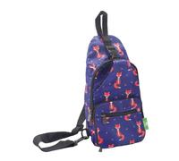 ECO CHIC Lightweight Foldable Crossbody Bag Recycled Plastic Shoulder Backpack Folds Into Pouch for Storage (Foxes Navy)