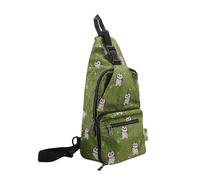 ECO CHIC Lightweight Foldable Crossbody Bag Recycled Plastic Shoulder Backpack Folds Into Pouch for Storage (Tawny Owl Green)