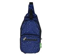 ECO CHIC Lightweight Foldable Crossbody Bag Recycled Plastic Shoulder Backpack Folds Into Pouch for Storage (Stars and Moons Navy)