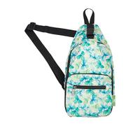 ECO CHIC Lightweight Foldable Crossbody Bag Recycled Plastic Shoulder Backpack Folds Into Pouch for Storage (Shamrocks Beige)