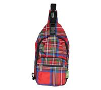 ECO CHIC Lightweight Foldable Crossbody Bag Recycled Plastic Shoulder Backpack Folds Into Pouch for Storage (Tartan Red)