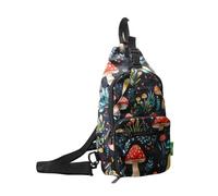 ECO CHIC Lightweight Foldable Crossbody Bag Recycled Plastic Shoulder Backpack Folds Into Pouch for Storage (Toadstool Black)