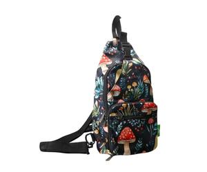 ECO CHIC Lightweight Foldable Crossbody Bag Recycled Plastic Shoulder Backpack Folds Into Pouch for Storage (Toadstool Black)