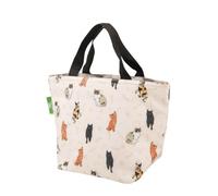 ECO CHIC Lightweight Foldable Insulated Lunch Bag Water Resistant Cooler Bag (Beloved Cats Beige)