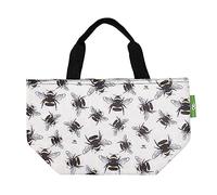 ECO CHIC Lightweight Foldable Insulated Lunch Bag Water Resistant Cooler Bag (Bumble Bees Grey)