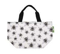 ECO CHIC Lightweight Foldable Insulated Lunch Bag Water Resistant Cooler Bag (Bumble Bees Grey)