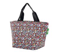 ECO CHIC Lightweight Foldable Insulated Lunch Bag Water Resistant Cooler Bag (Ditsy Black)