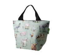 ECO CHIC Lightweight Foldable Insulated Lunch Bag Water Resistant Cooler Bag (Farm Animals Sage)