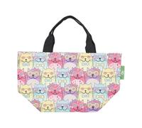ECO CHIC Lightweight Foldable Insulated Lunch Bag Water Resistant Cooler Bag (Glasses Cats Multiple)