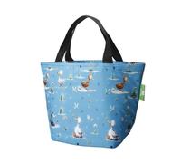 ECO CHIC Lightweight Foldable Insulated Lunch Bag Water Resistant Cooler Bag (Whimsy Ducks Blue)
