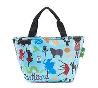 ECO CHIC Lightweight Foldable Lunch Bag | Water Resistant Insulated Cooler Bag for Work/Picnics/Hiking/Camping BBQs | Made from Recycled Plastic Bottles (Scottish Montage Blue)