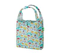 ECO CHIC Lightweight Foldable Reusable Shopping Bag Water Resistant Tote Bag (Wales Montage Blue)