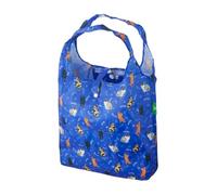 ECO CHIC Lightweight Foldable Reusable Shopping Bag Water Resistant Tote Bag (Beloved Cats Blue)