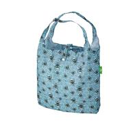 ECO CHIC Lightweight Foldable Reusable Shopping Bag Water Resistant Tote Bag (Bumble Bees Blue)