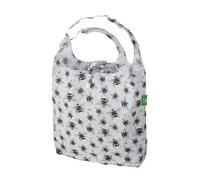 ECO CHIC Lightweight Foldable Reusable Shopping Bag Water Resistant Tote Bag (Bumble Bees Grey)