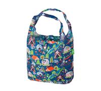 ECO CHIC Lightweight Foldable Reusable Shopping Bag Water Resistant Tote Bag (Cosy Camping Blue)