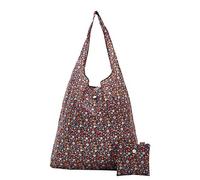Eco Chic Lightweight Foldable Reusable Shopping Bag Water Resistant Tote Bag (Ditsy Black)