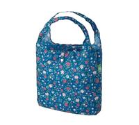 ECO CHIC Lightweight Foldable Reusable Shopping Bag Water Resistant Tote Bag (Floral Navy)