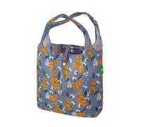ECO CHIC Lightweight Foldable Reusable Shopping Bag Water Resistant Tote Bag (Flowers Grey)