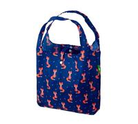 ECO CHIC Lightweight Foldable Reusable Shopping Bag Water Resistant Tote Bag (Foxes Navy)
