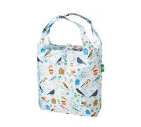 ECO CHIC Lightweight Foldable Reusable Shopping Bag Water Resistant Tote Bag (Garden Birds Green)
