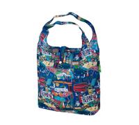 ECO CHIC Lightweight Foldable Reusable Shopping Bag Water Resistant Tote Bag (Great Britain Navy)