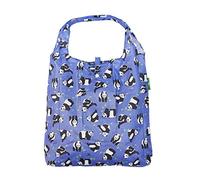 ECO CHIC Lightweight Foldable Reusable Shopping Bag Water Resistant Tote Bag (Pandas Blue)