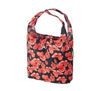 Eco Chic Lightweight Foldable Reusable Shopping Bag Water Resistant Tote Bag (Poppies Navy)