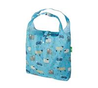 ECO CHIC Lightweight Foldable Reusable Shopping Bag Water Resistant Tote Bag (Sheep Realism Blue)
